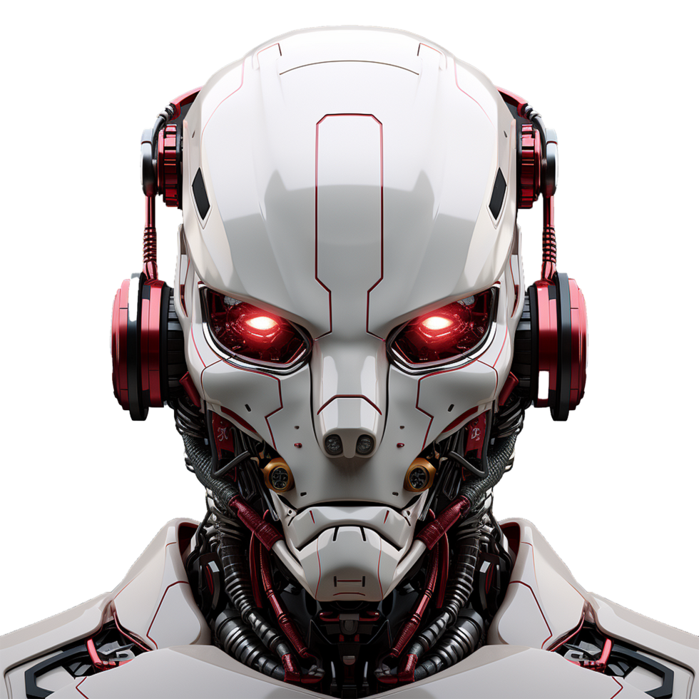 AI generated Robot face isolated on transparent background png