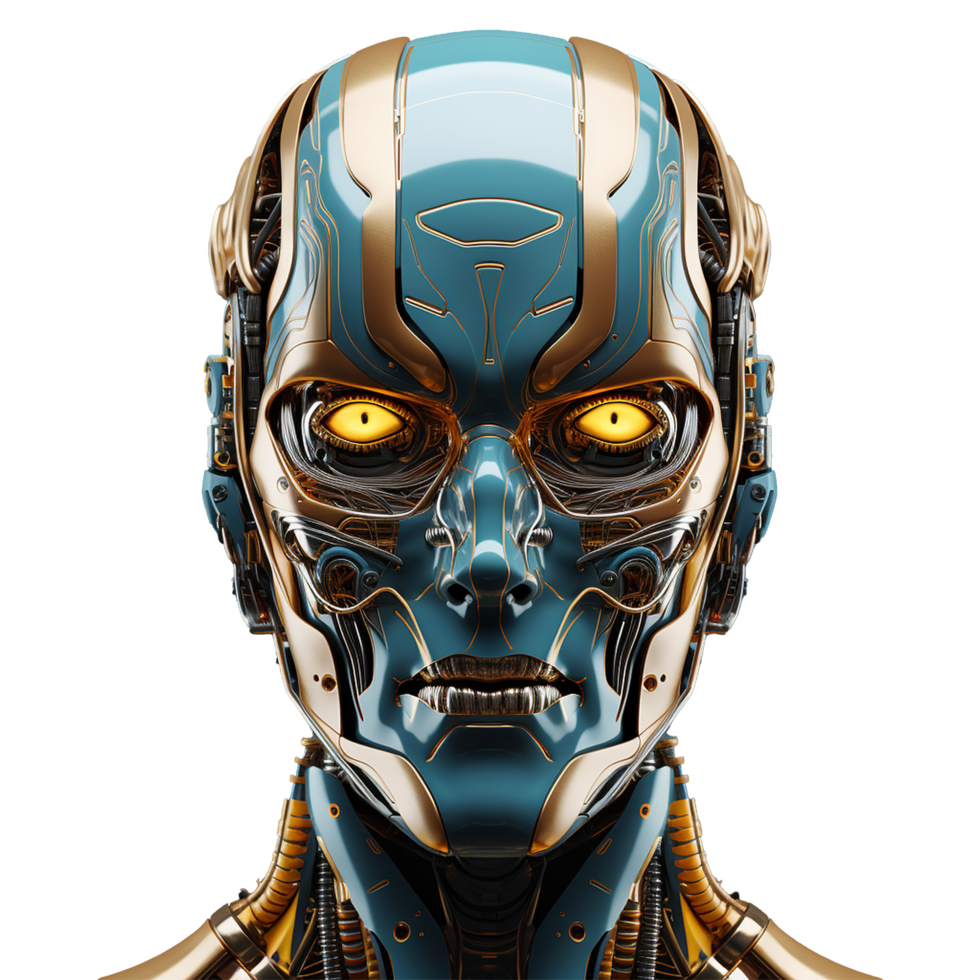 AI generated Robot face isolated on transparent background png