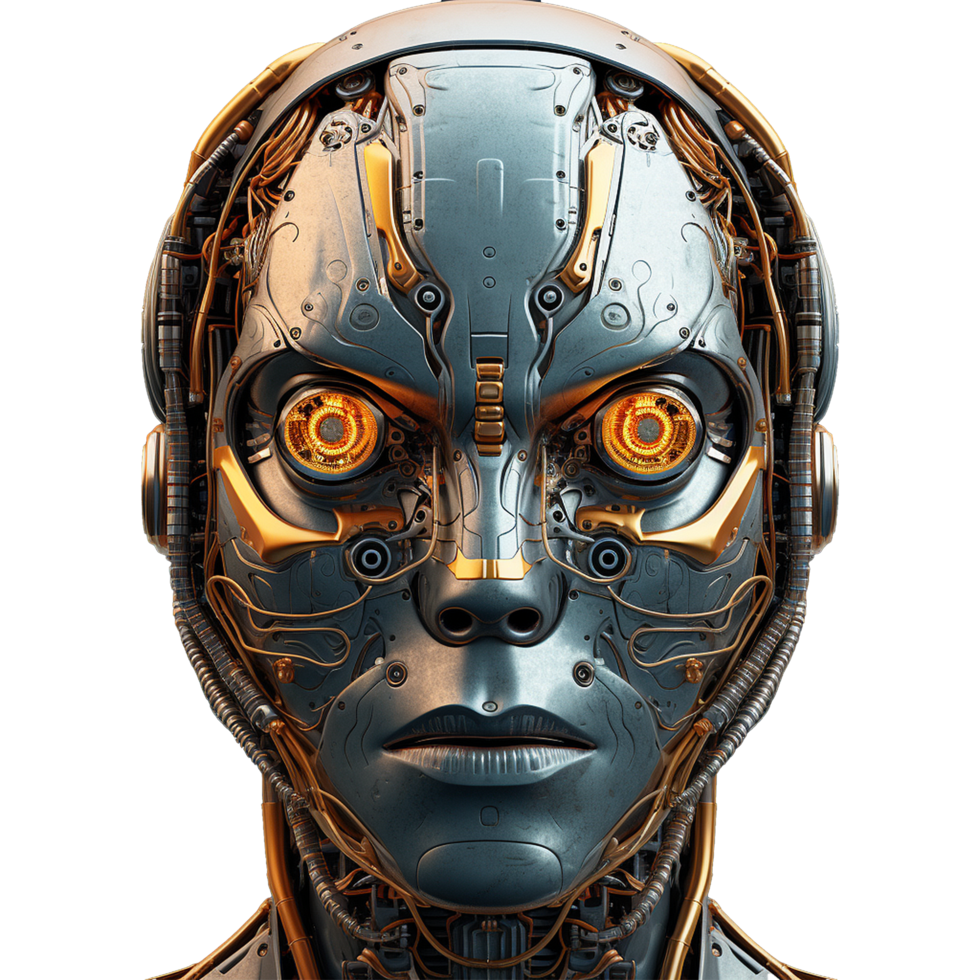 AI generated Robot face isolated on transparent background png