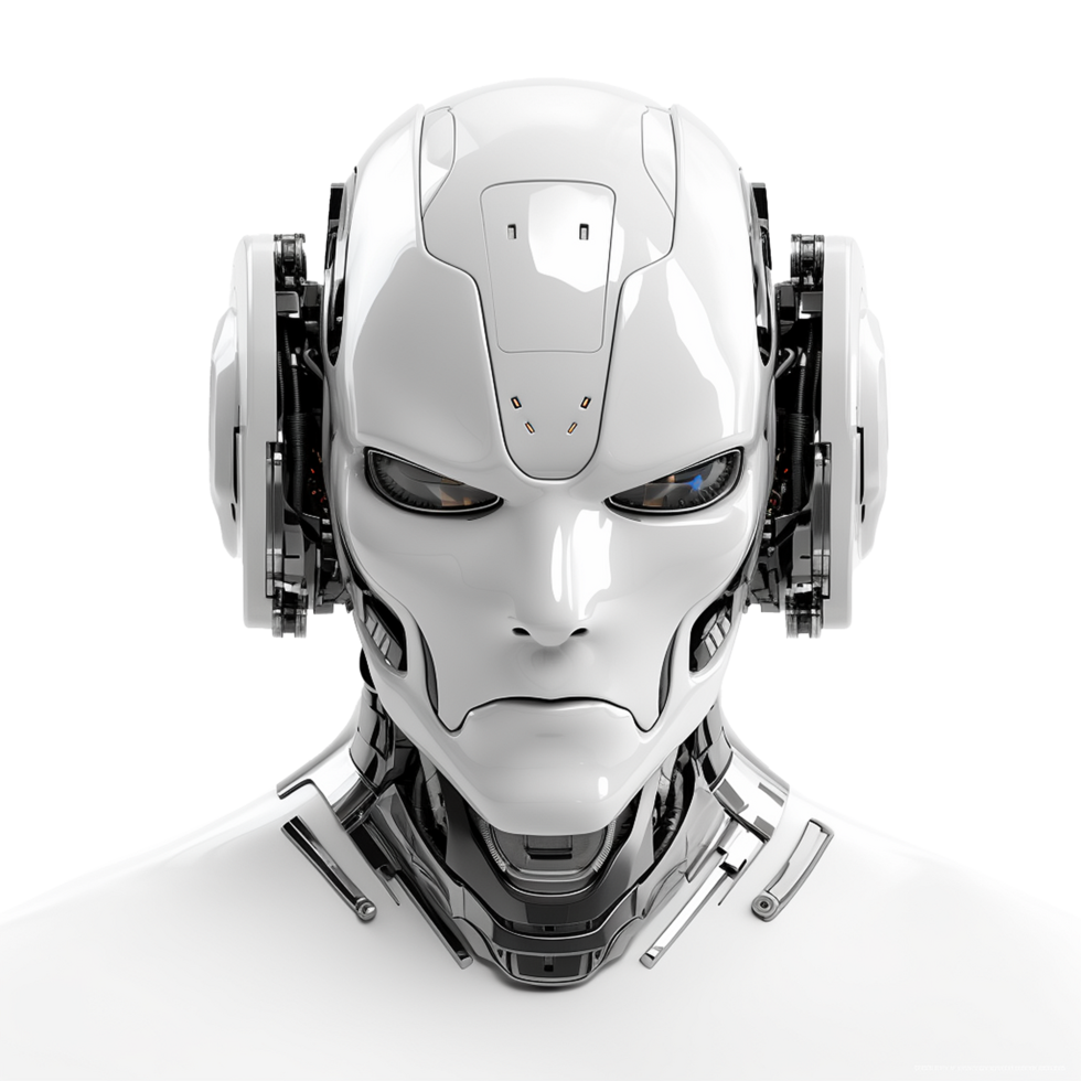 AI generated Robot face isolated on transparent background png