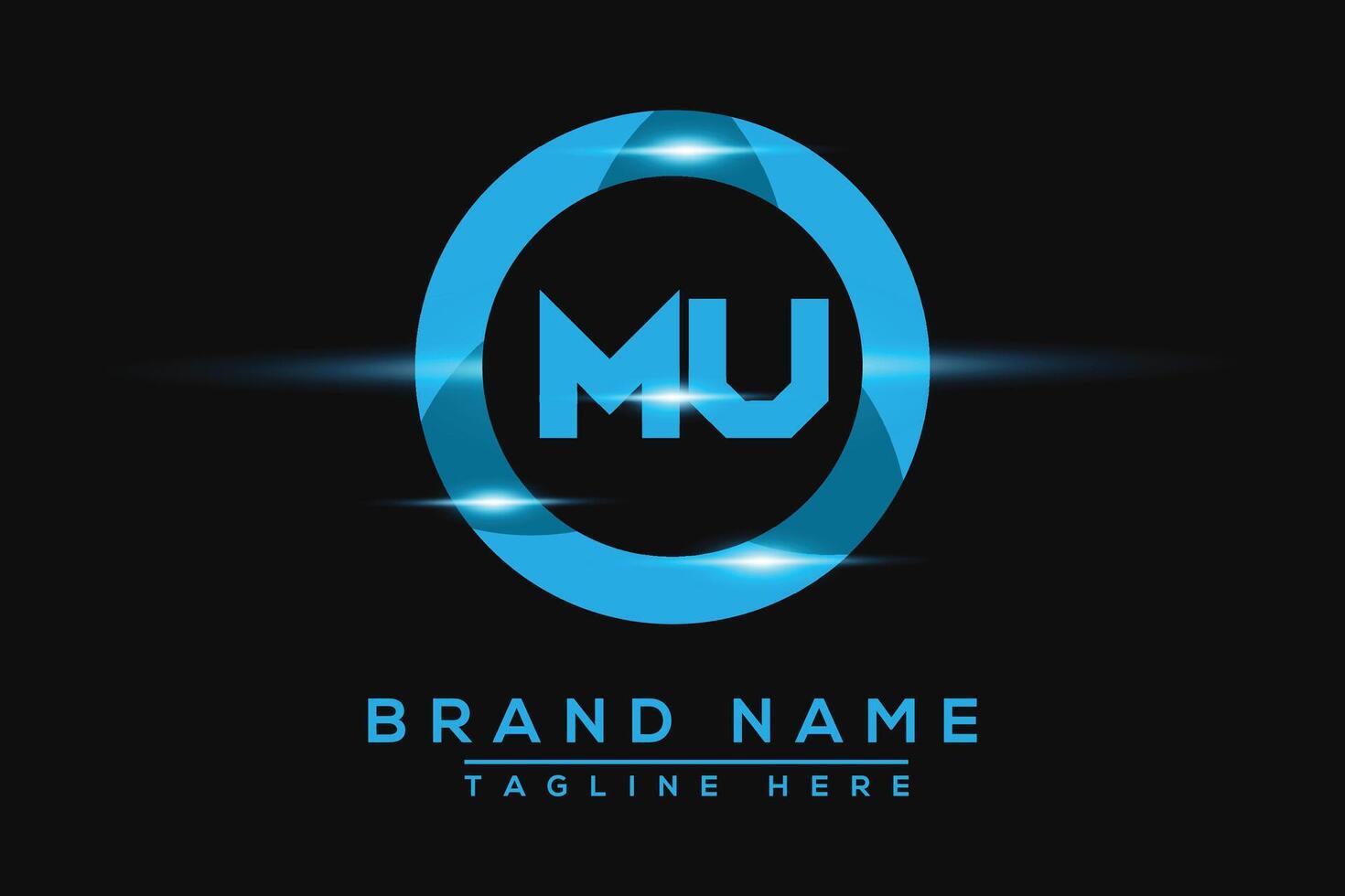 MU Blue logo Design. Vector logo design for business.