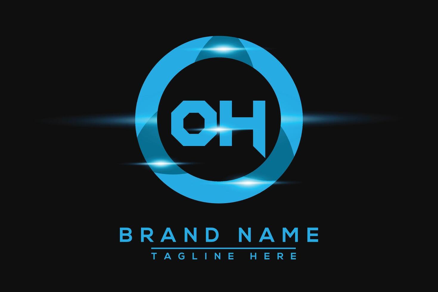 OH Blue logo Design. Vector logo design for business.