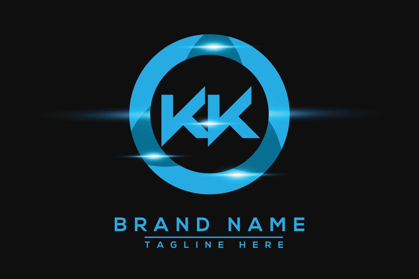 KK Blue logo Design. Vector logo design for business.