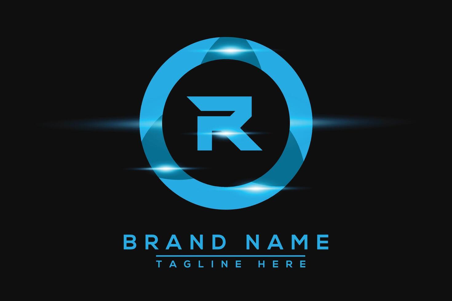R Blue logo Design. Vector logo design for business.