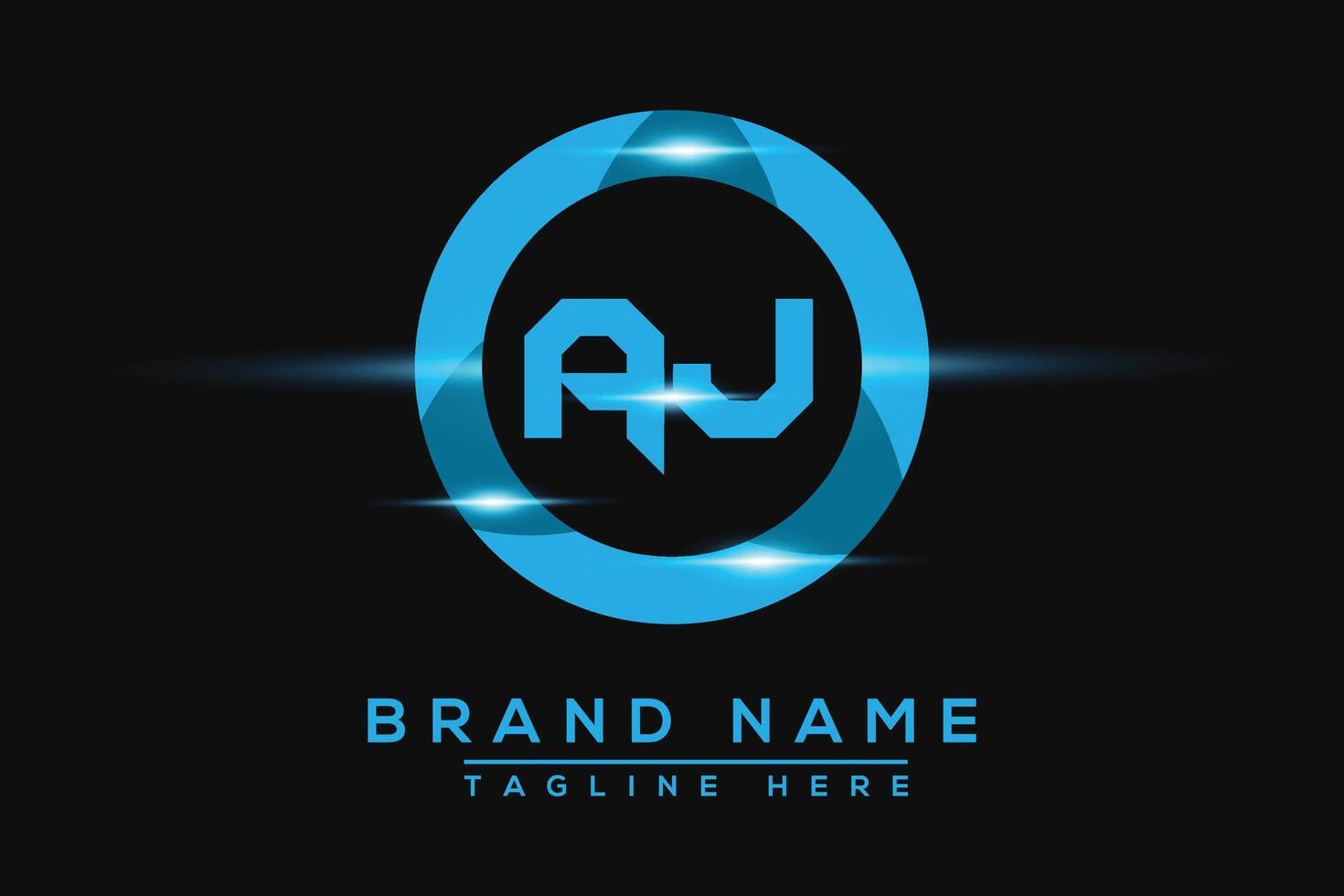 AJ Blue logo Design. Vector logo design for business.