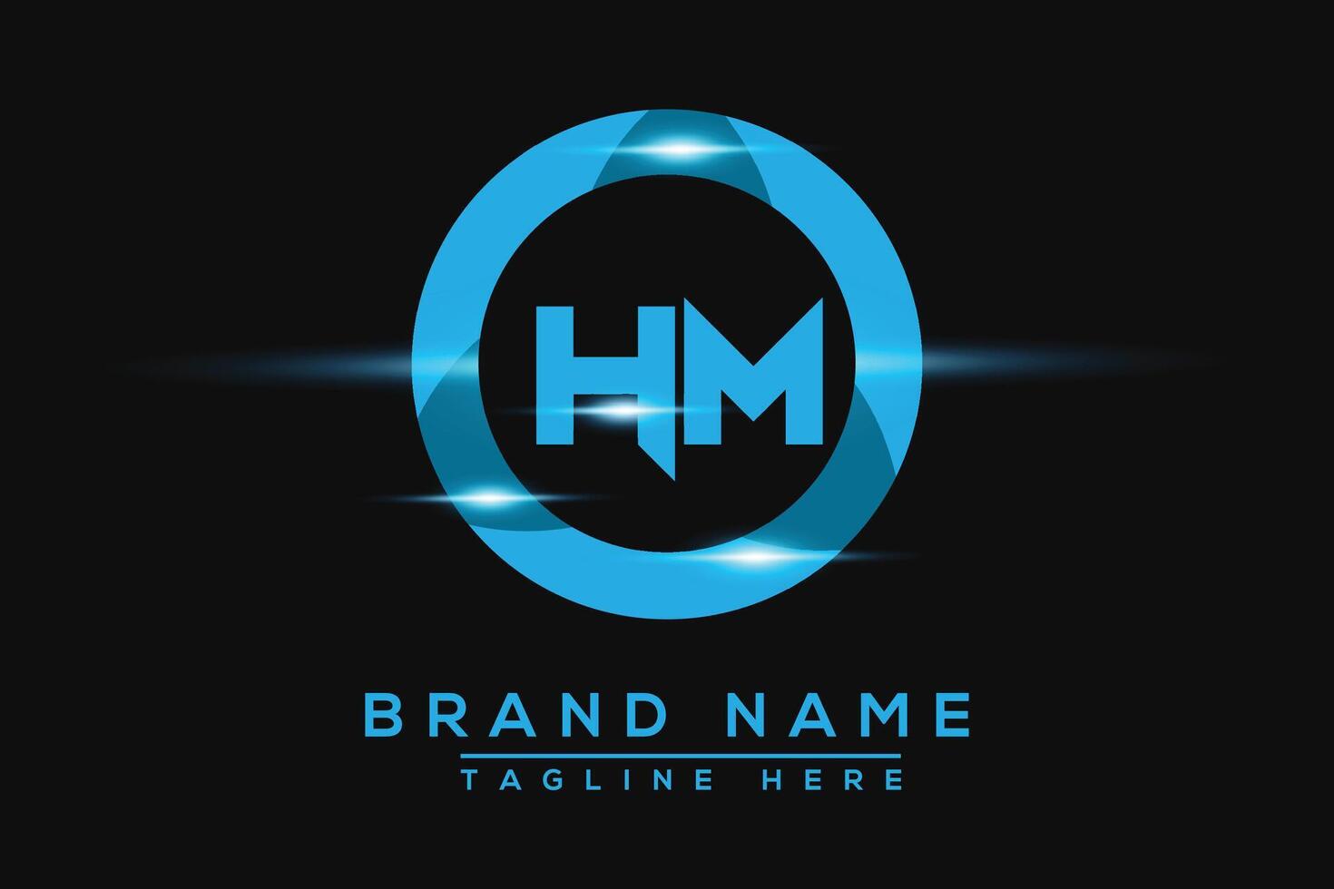 HM Blue logo Design. Vector logo design for business.