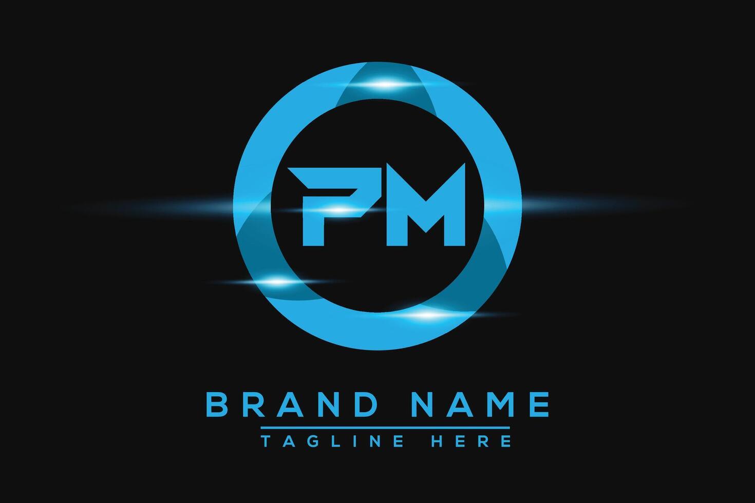 PM Blue logo Design. Vector logo design for business.