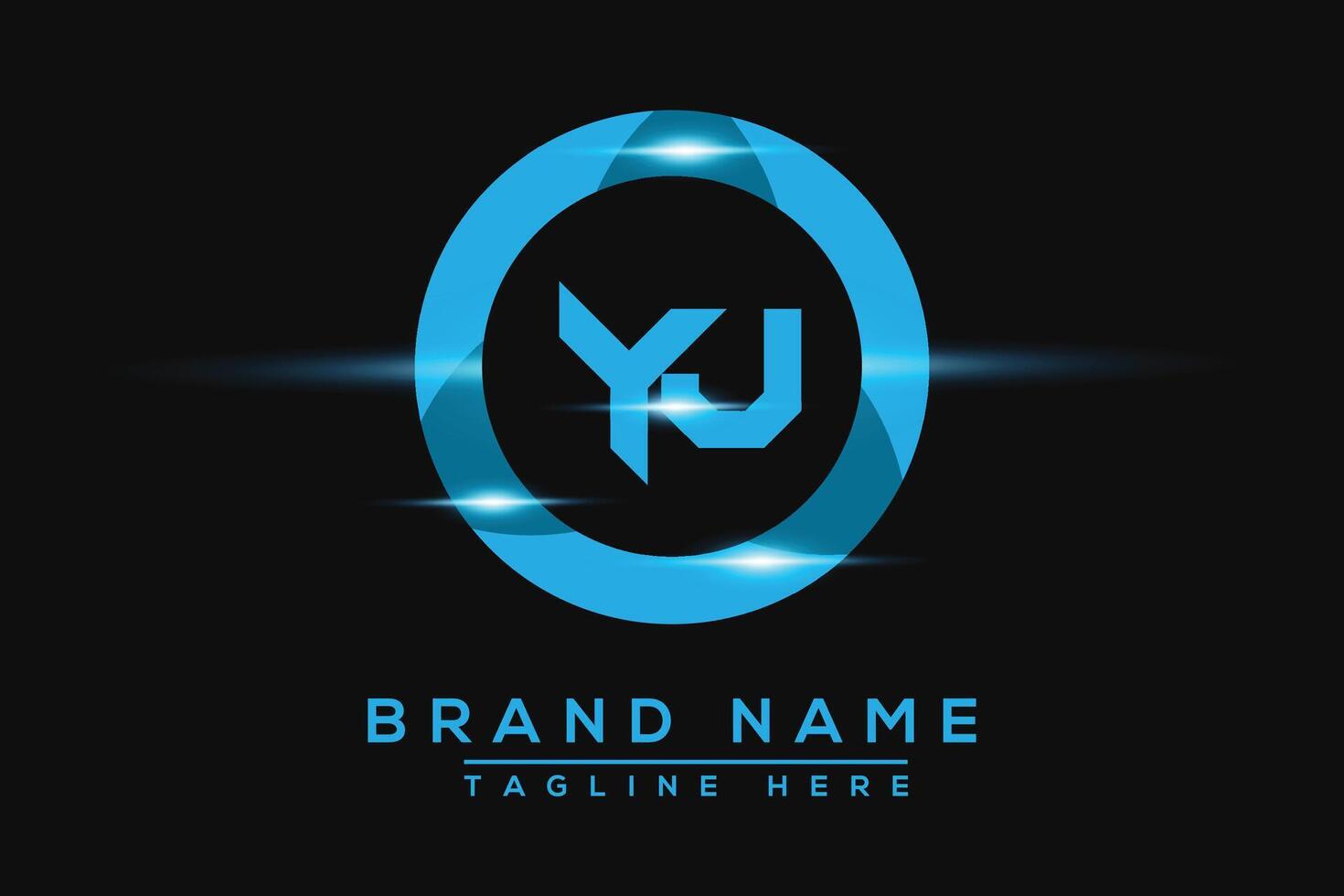 YJ Blue logo Design. Vector logo design for business.