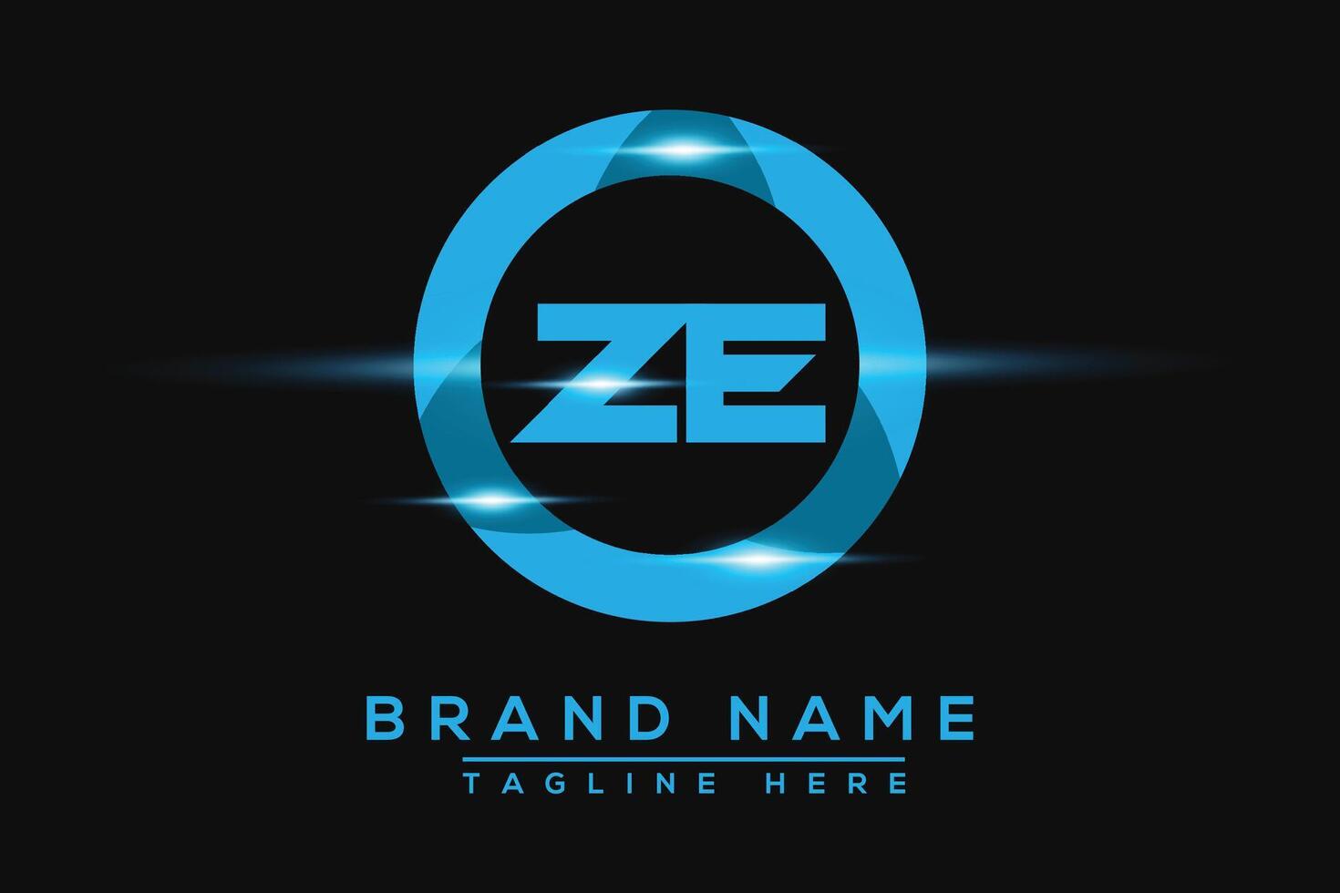 ZE Blue logo Design. Vector logo design for business.
