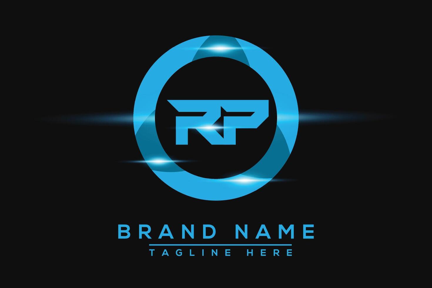 RP Blue logo Design. Vector logo design for business.