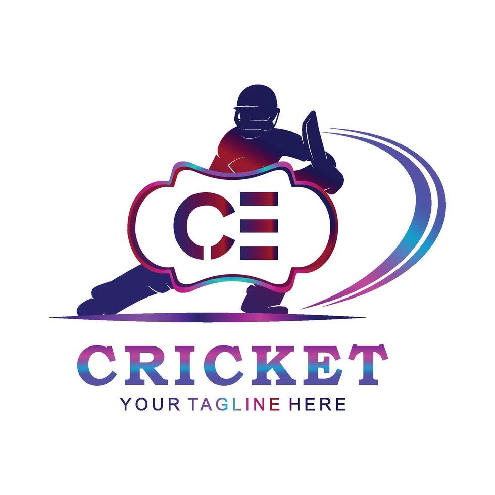 CE Cricket Logo, Vector illustration of cricket sport.