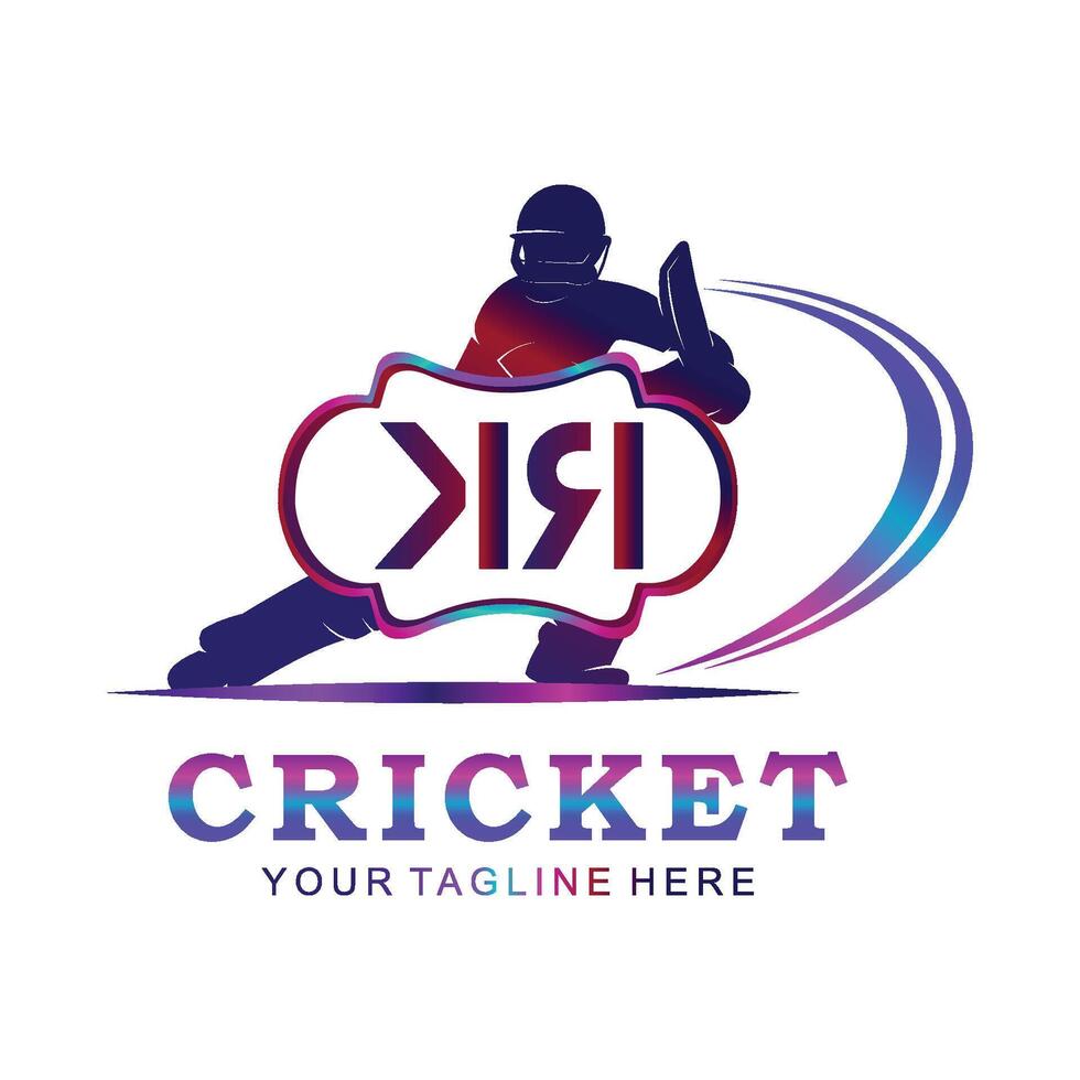 KR Cricket Logo, Vector illustration of cricket sport.