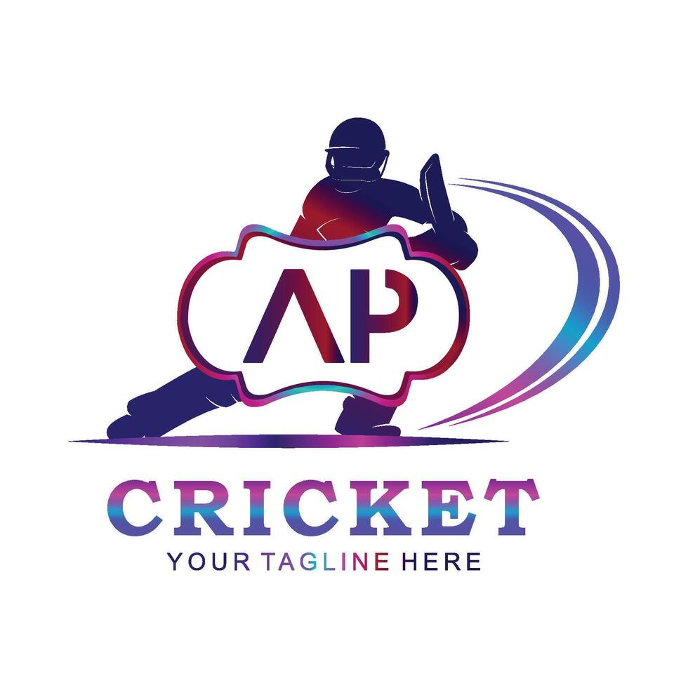 AP Cricket Logo, Vector illustration of cricket sport.