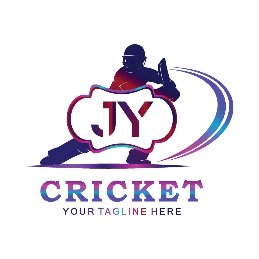 JY Cricket Logo, Vector illustration of cricket sport.