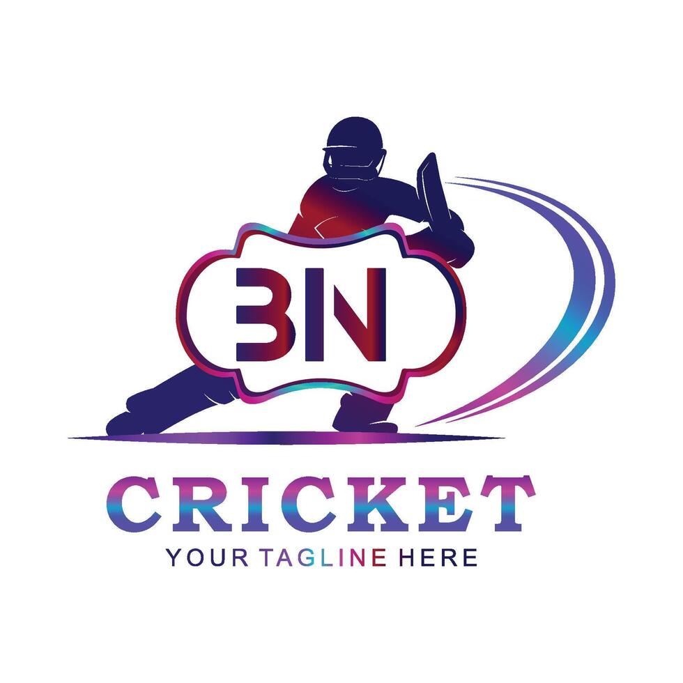 BN Cricket Logo, Vector illustration of cricket sport.