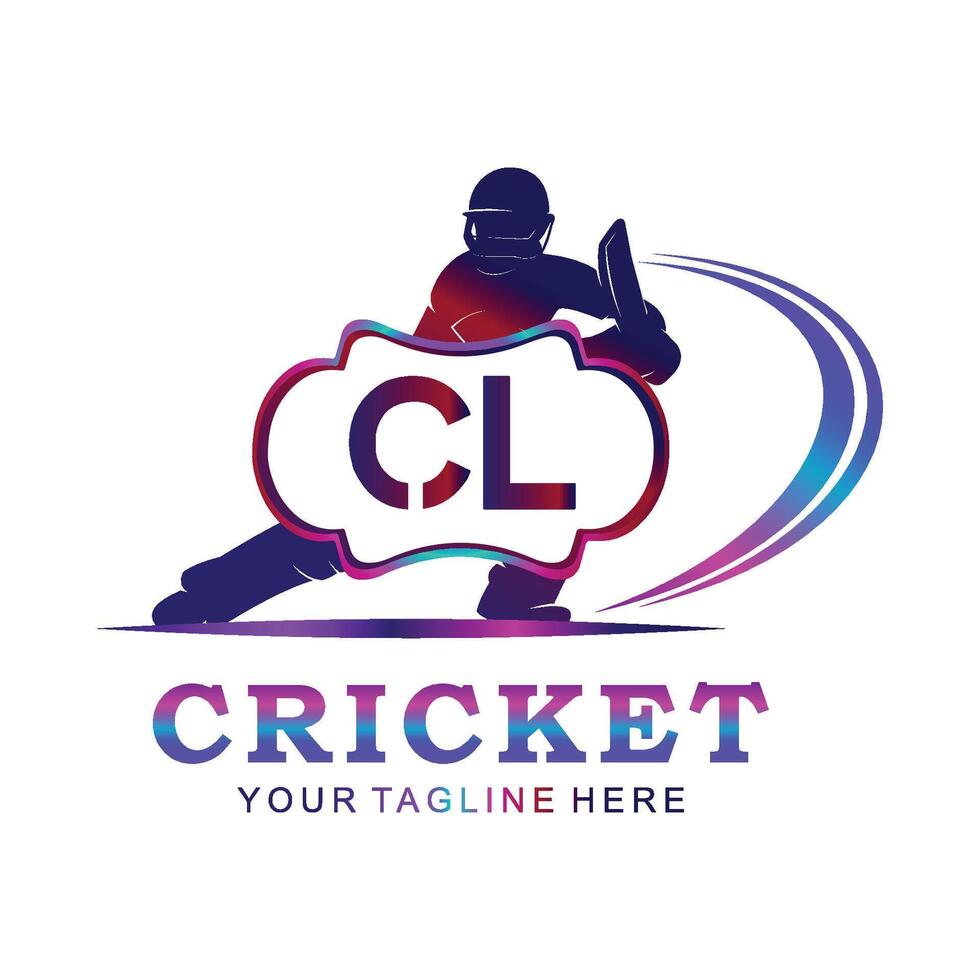 CL Cricket Logo, Vector illustration of cricket sport.