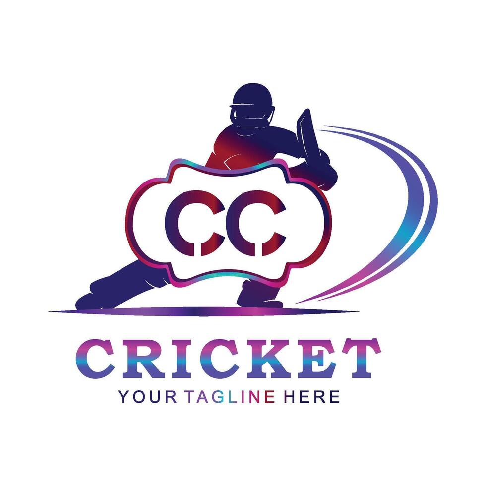 CC Cricket Logo, Vector illustration of cricket sport.