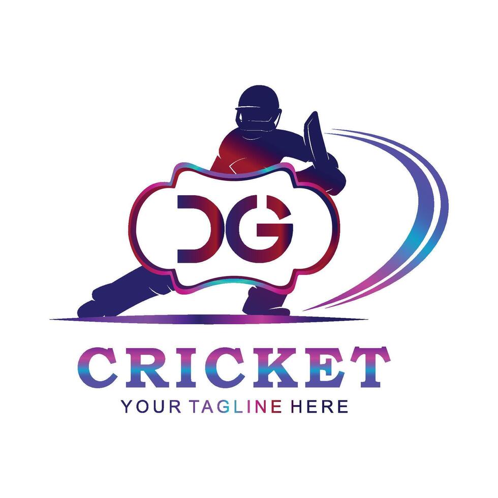 DG Cricket Logo, Vector illustration of cricket sport.