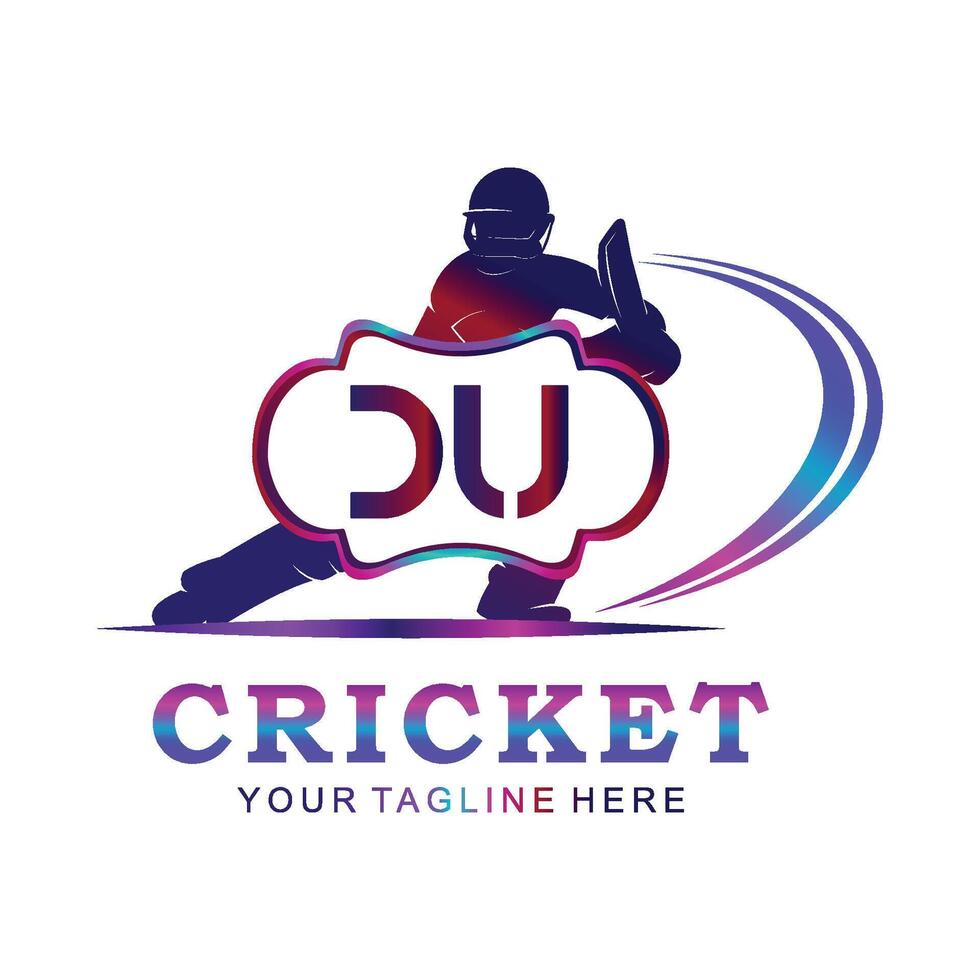 DU Cricket Logo, Vector illustration of cricket sport.