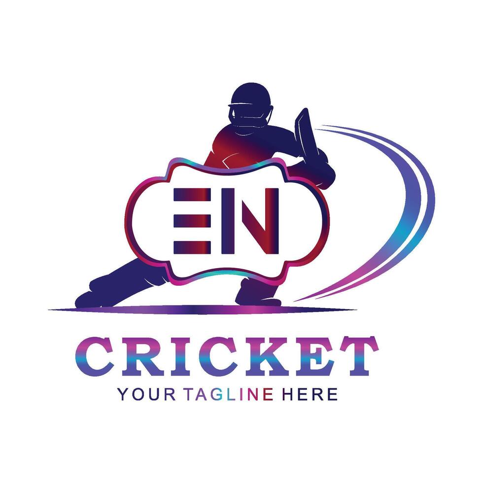 EN Cricket Logo, Vector illustration of cricket sport.