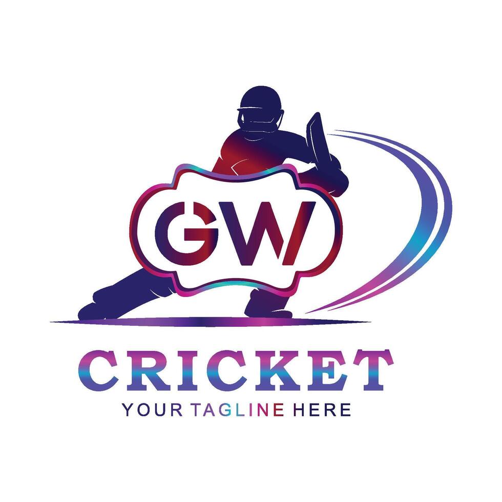 GW Cricket Logo, Vector illustration of cricket sport.