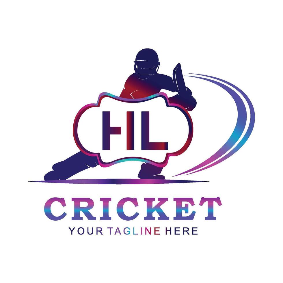 HL Cricket Logo, Vector illustration of cricket sport.