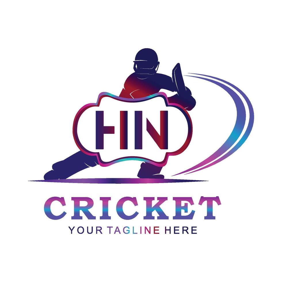 HN Cricket Logo, Vector illustration of cricket sport.