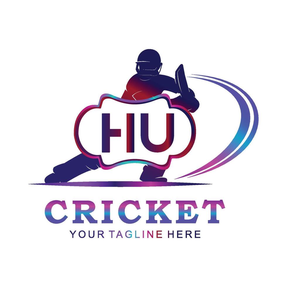 HU Cricket Logo, Vector illustration of cricket sport.