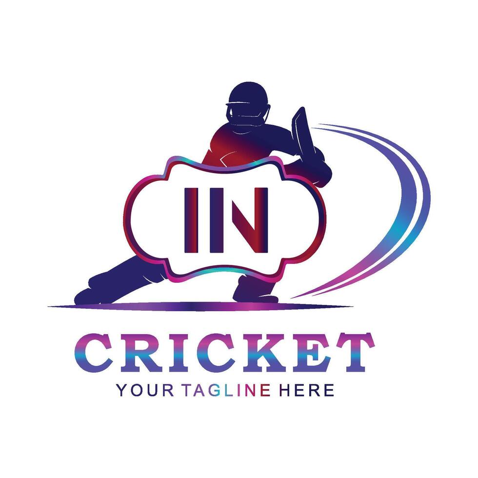 IN Cricket Logo, Vector illustration of cricket sport.