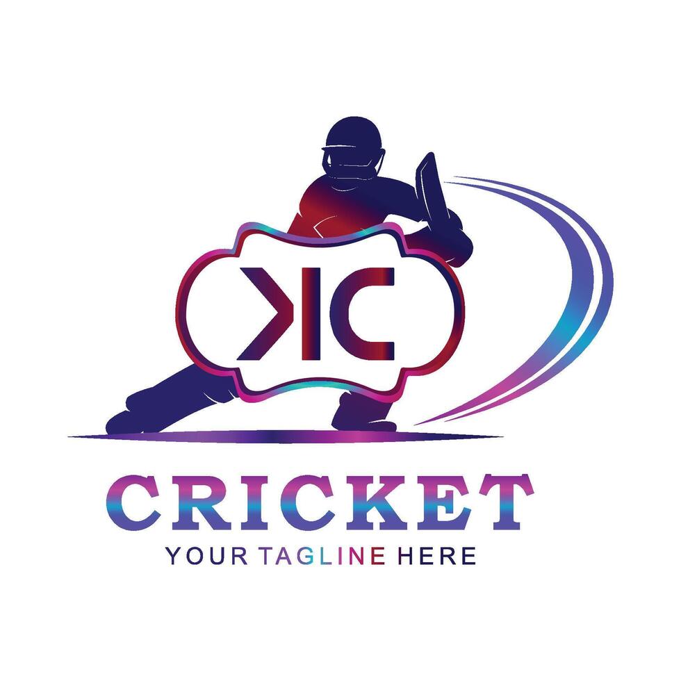 KC Cricket Logo, Vector illustration of cricket sport.