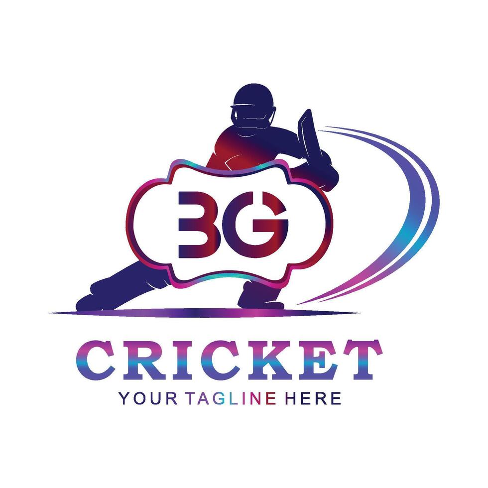 BG Cricket Logo, Vector illustration of cricket sport.