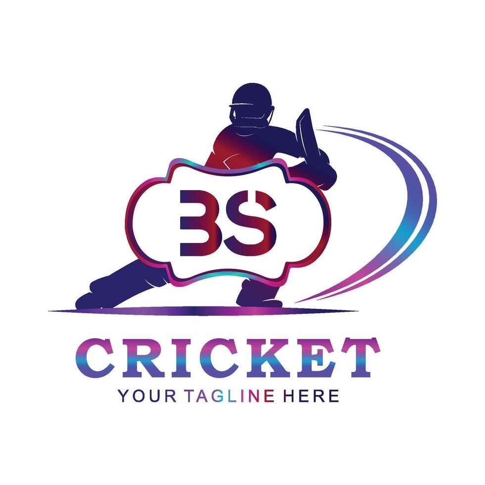 BS Cricket Logo, Vector illustration of cricket sport.