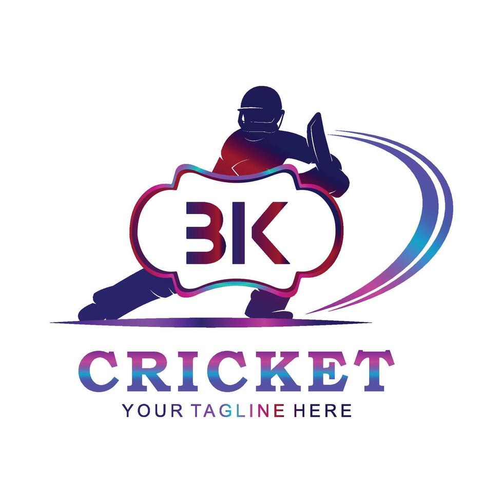 BK Cricket Logo, Vector illustration of cricket sport.