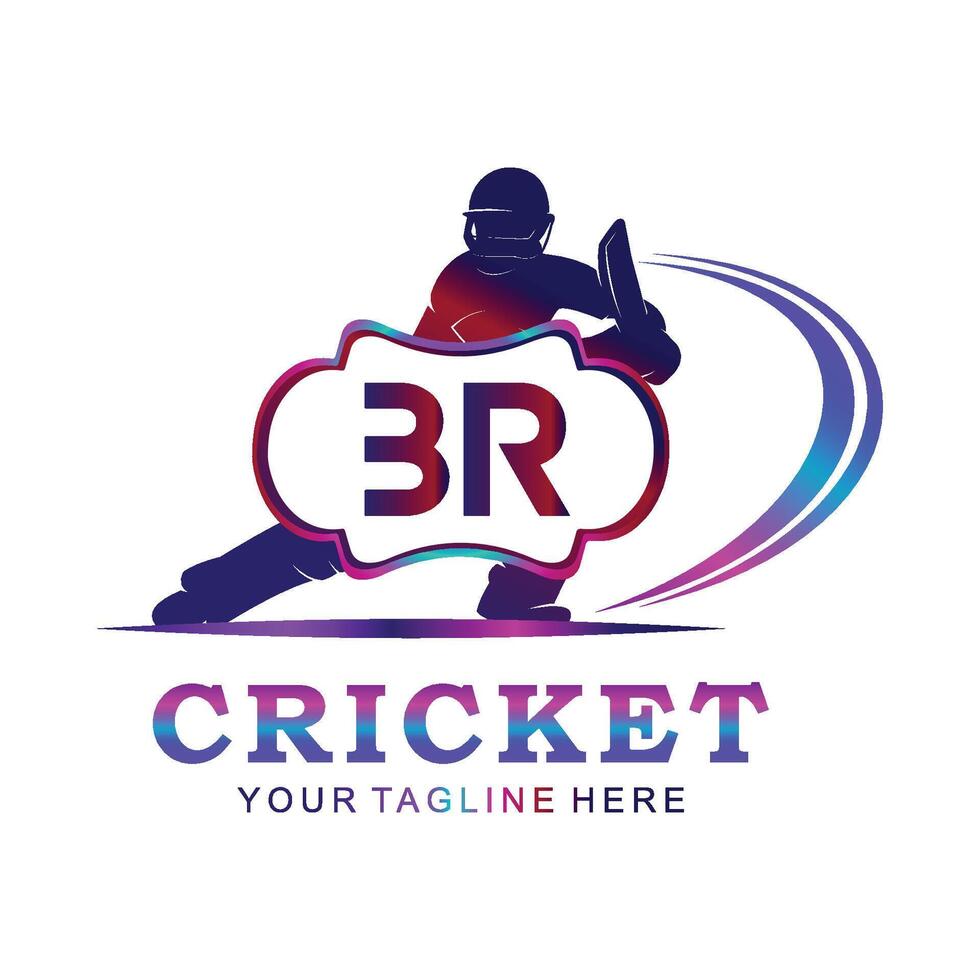 BR Cricket Logo, Vector illustration of cricket sport.