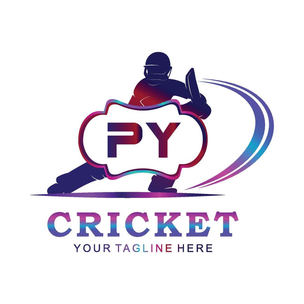 PY Cricket Logo, Vector illustration of cricket sport.