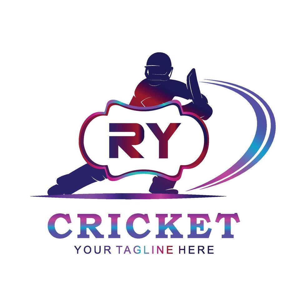 RY Cricket Logo, Vector illustration of cricket sport.