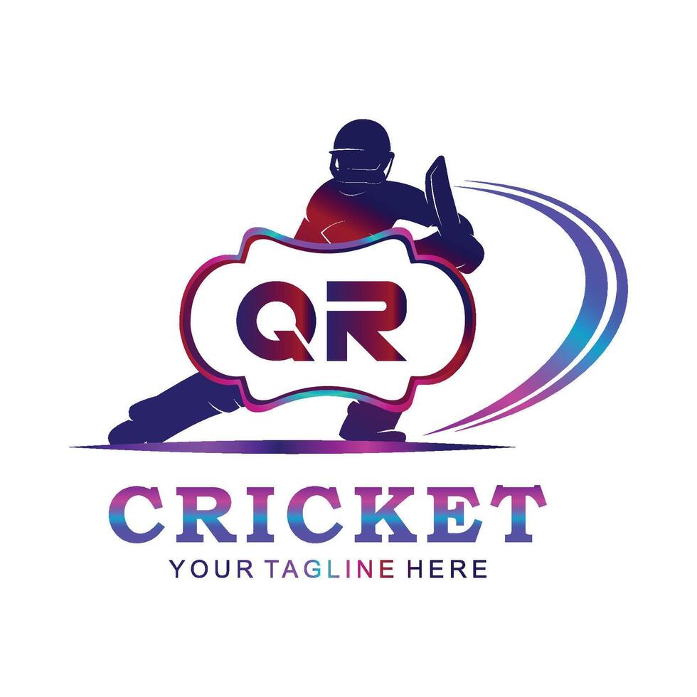 QR Cricket Logo, Vector illustration of cricket sport.