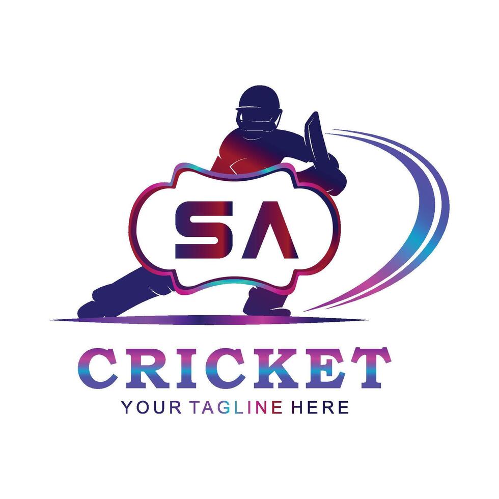 SA Cricket Logo, Vector illustration of cricket sport.