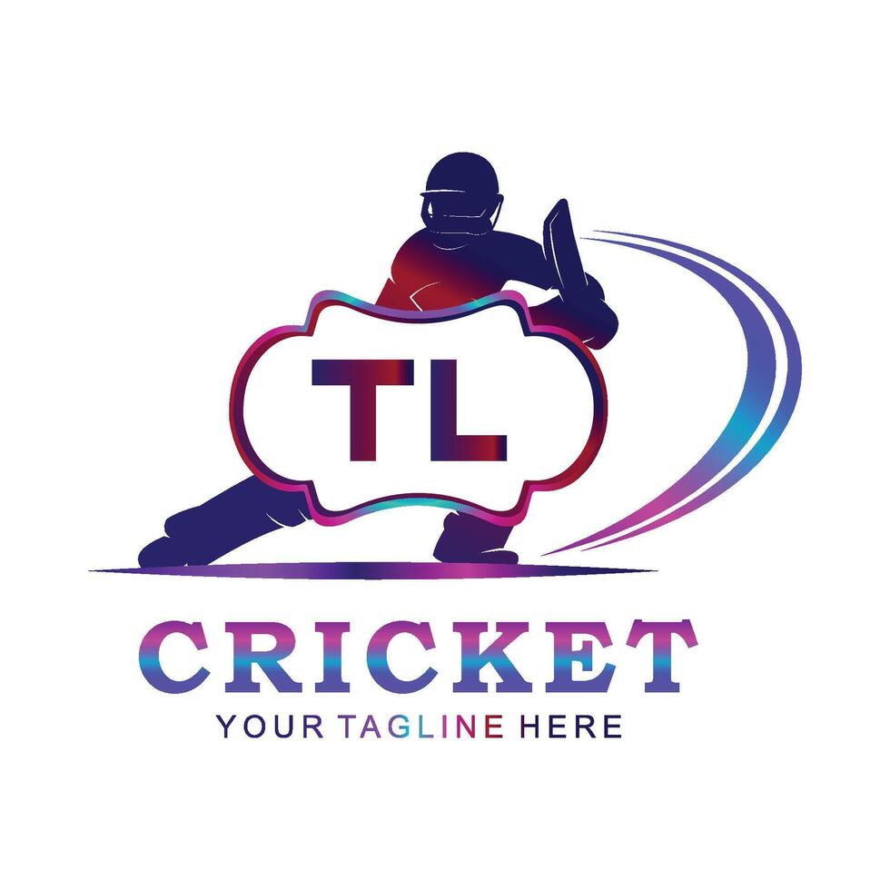TL Cricket Logo, Vector illustration of cricket sport.