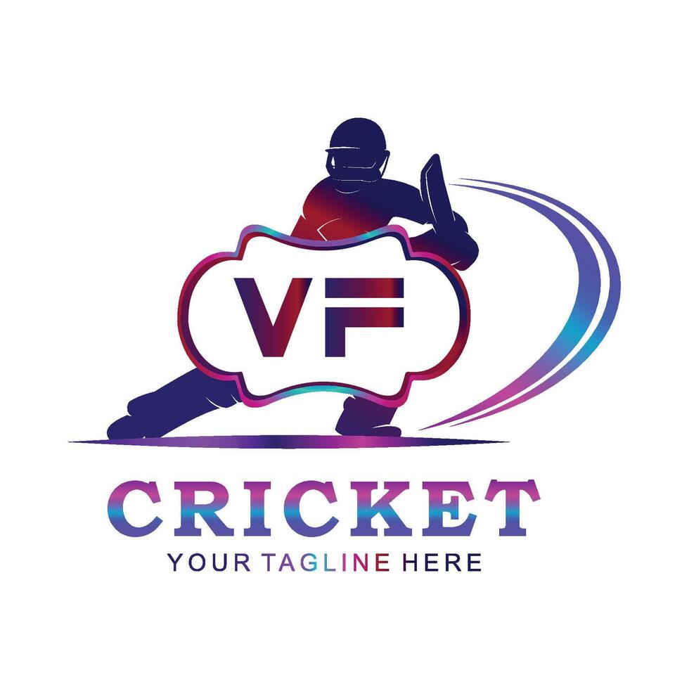 VF Cricket Logo, Vector illustration of cricket sport.
