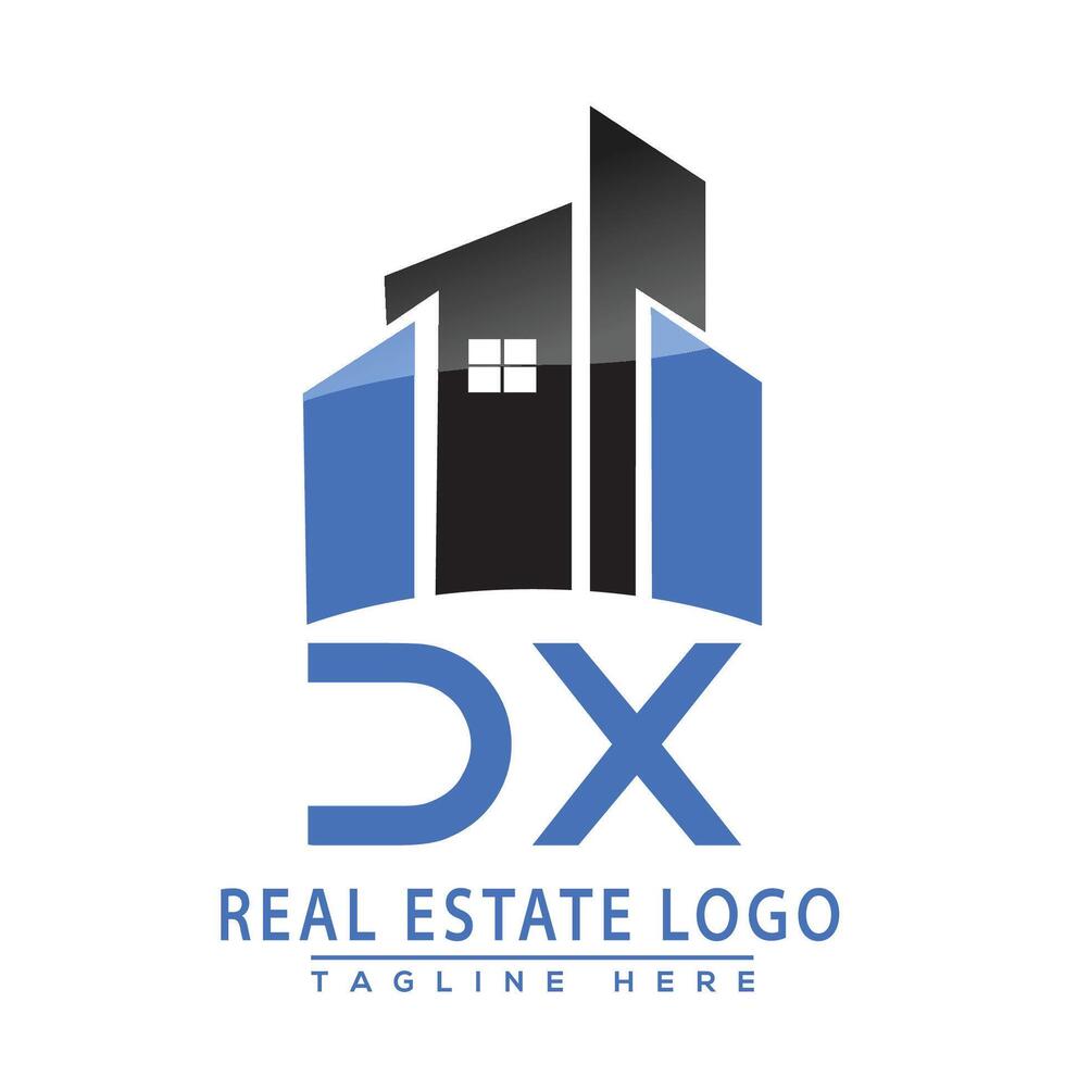 dx real inmuebles logo diseño vector