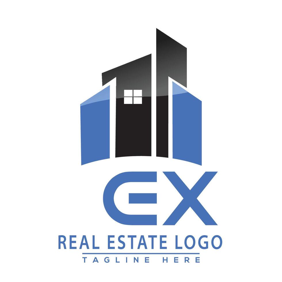 ex real inmuebles logo diseño vector
