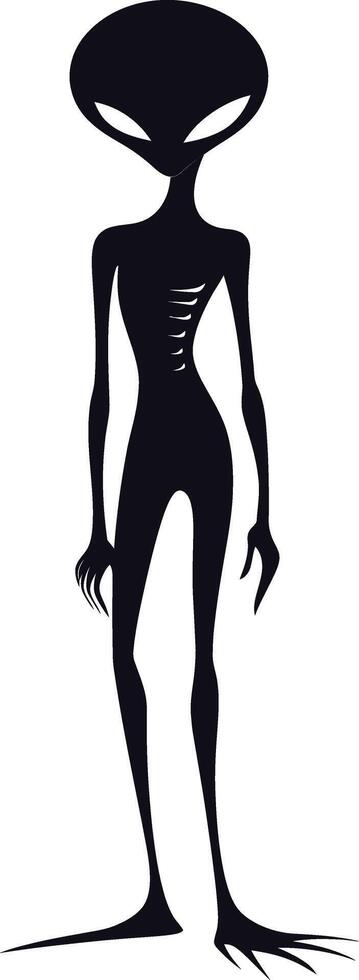 AI generated Silhouette alien black color only full body vector