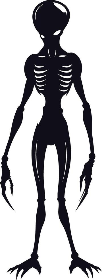 AI generated Silhouette alien black color only full body vector