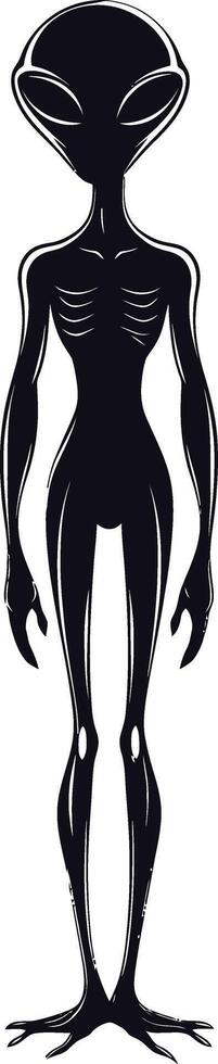AI generated Silhouette alien black color only full body vector