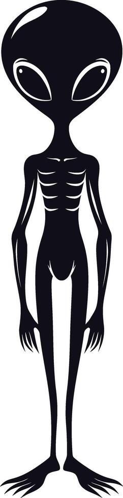 AI generated Silhouette alien black color only full body vector