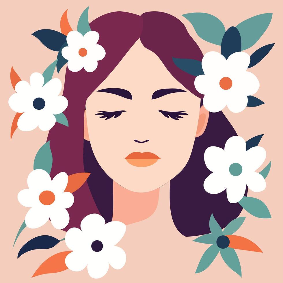 ilustraciones mujer con flor vector