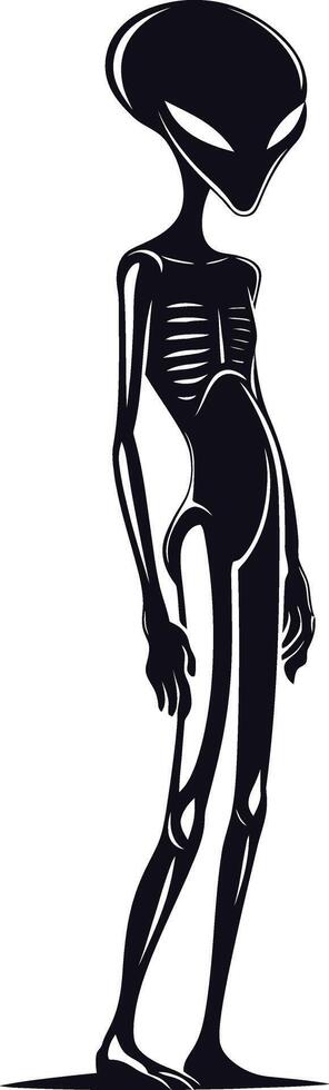 AI generated Silhouette alien black color only full body vector