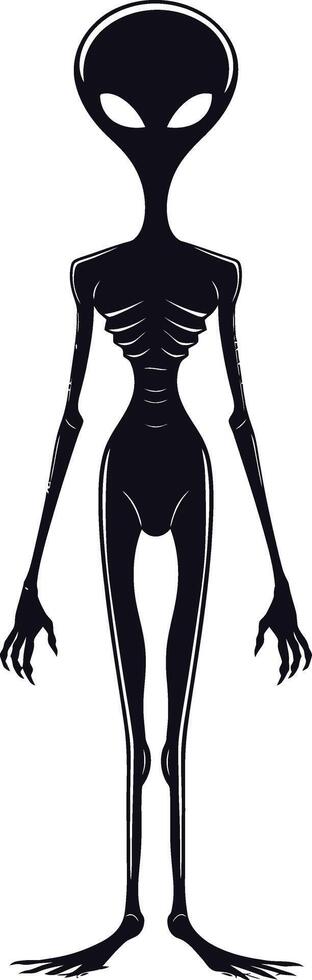 AI generated Silhouette alien black color only full body vector