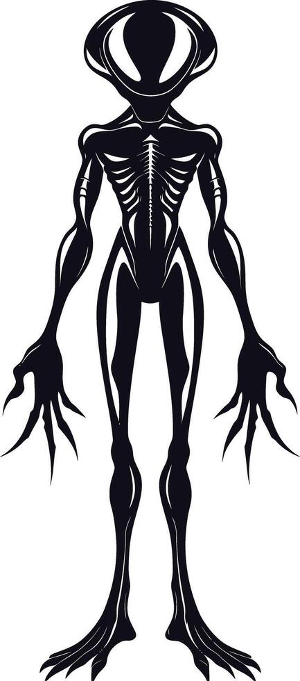 ai generado silueta extraterrestre negro color solamente lleno cuerpo vector